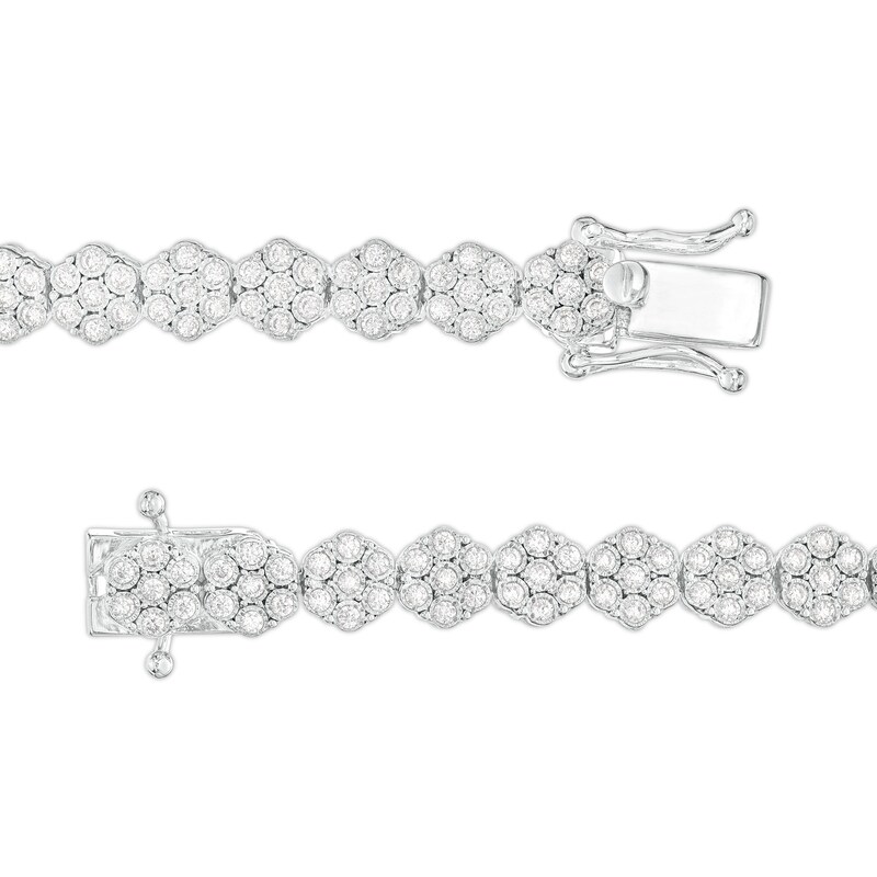 Main Image 3 of 2 CT. T.W. Multi-Diamond Floral Line Bracelet in 10K White Gold