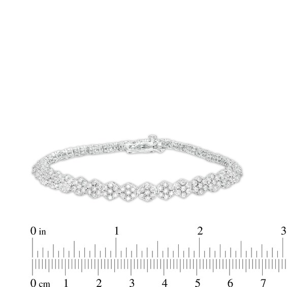 2 CT. T.w. Multi-Diamond Floral Line Bracelet in 10K White Gold