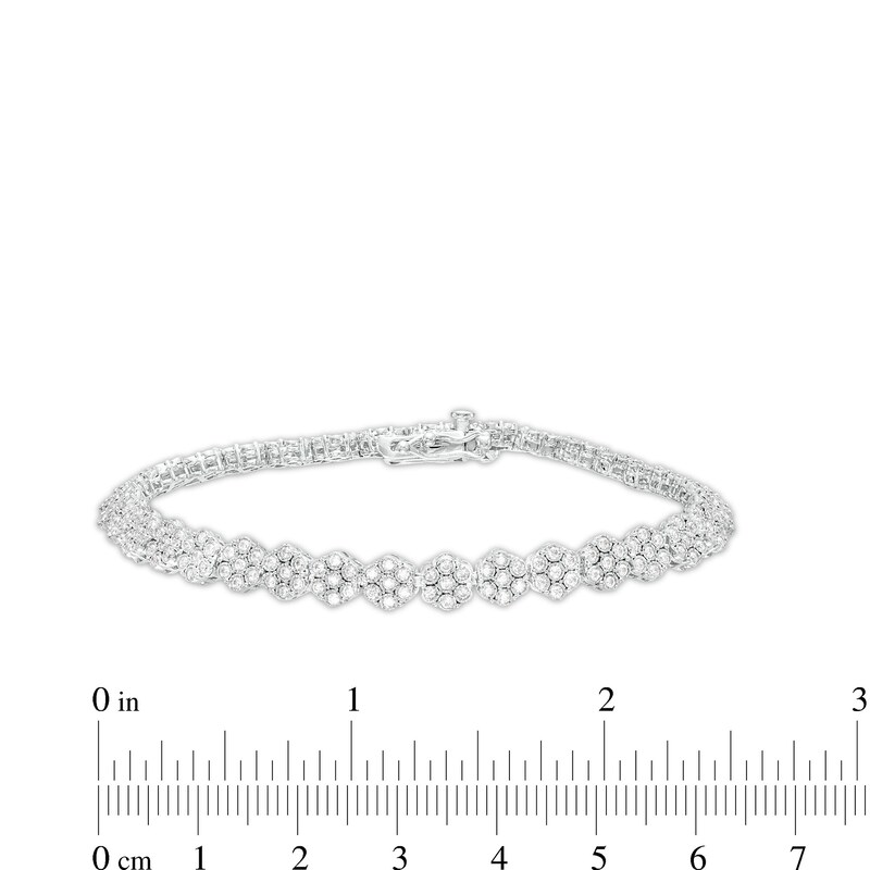 Main Image 4 of 2 CT. T.W. Multi-Diamond Floral Line Bracelet in 10K White Gold