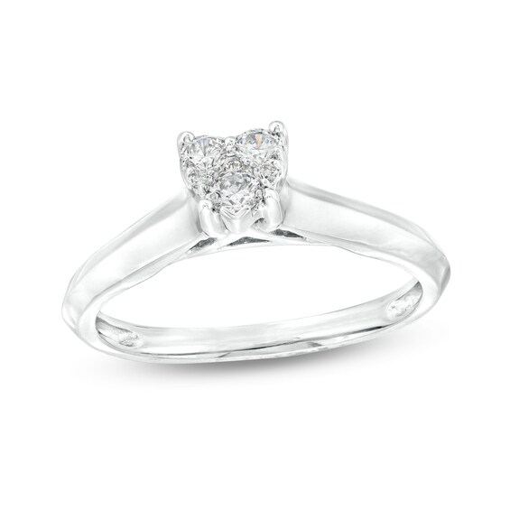 1/4 CT. T.w. Heart-Shaped Multi-Diamond Knife Edge Shank Ring in 10K White Gold