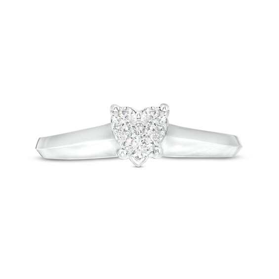 1/4 CT. T.w. Heart-Shaped Multi-Diamond Knife Edge Shank Ring in 10K White Gold