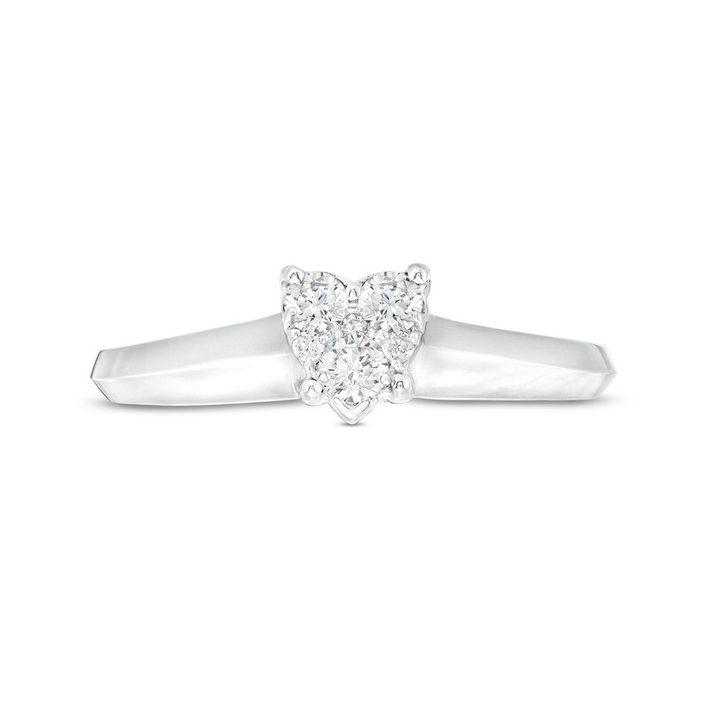 Main Image 4 of 1/4 CT. T.W. Heart-Shaped Multi-Diamond Knife Edge Shank Ring in 10K White Gold
