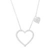 Thumbnail Image 1 of 1/4 CT. T.W. Diamond Heart Outline with Heart Dangle Station Necklace in 10K White Gold
