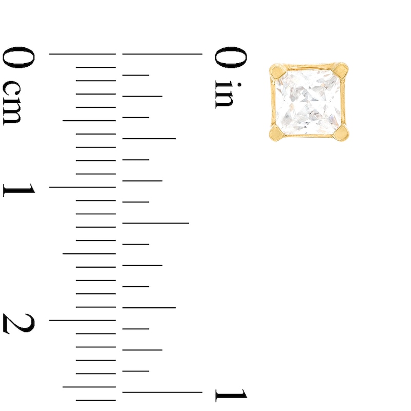 Main Image 3 of 2 CT. T.W. Certified Princess-Cut Lab-Grown Diamond Solitaire Stud Earrings in 14K Gold (F/SI2)