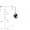Thumbnail Image 3 of Pear-Shaped Blue Sapphire and 1/4 CT. T.W. Diamond Frame Drop Earrings in 10K White Gold