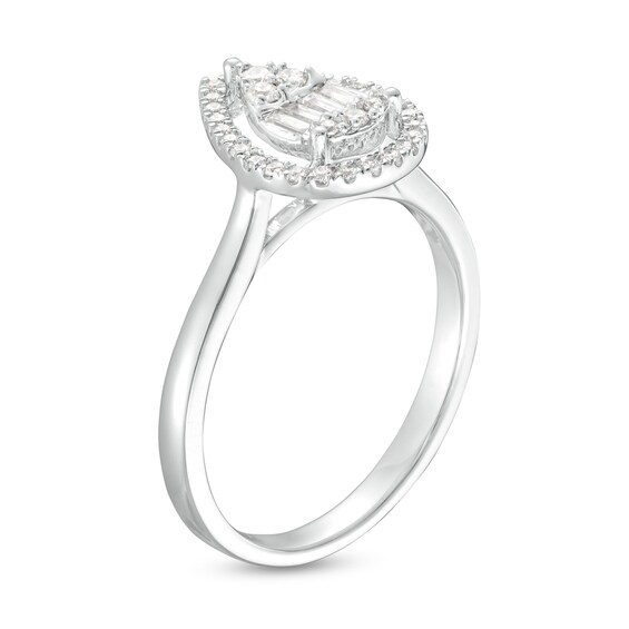 1/4 CT. T.w. Pear-Shaped Multi-Diamond Open Frame Ring in 10K White Gold