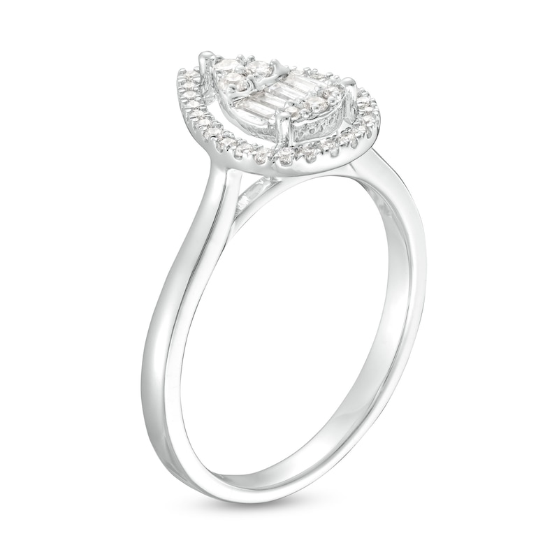 Main Image 3 of 1/4 CT. T.W. Pear-Shaped Multi-Diamond Open Frame Ring in 10K White Gold