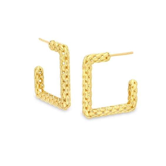 20.0mm Diamond-Cut Square-Shaped J-Hoop Earrings in 10K Gold