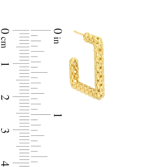 20.0mm Diamond-Cut Square-Shaped J-Hoop Earrings in 10K Gold