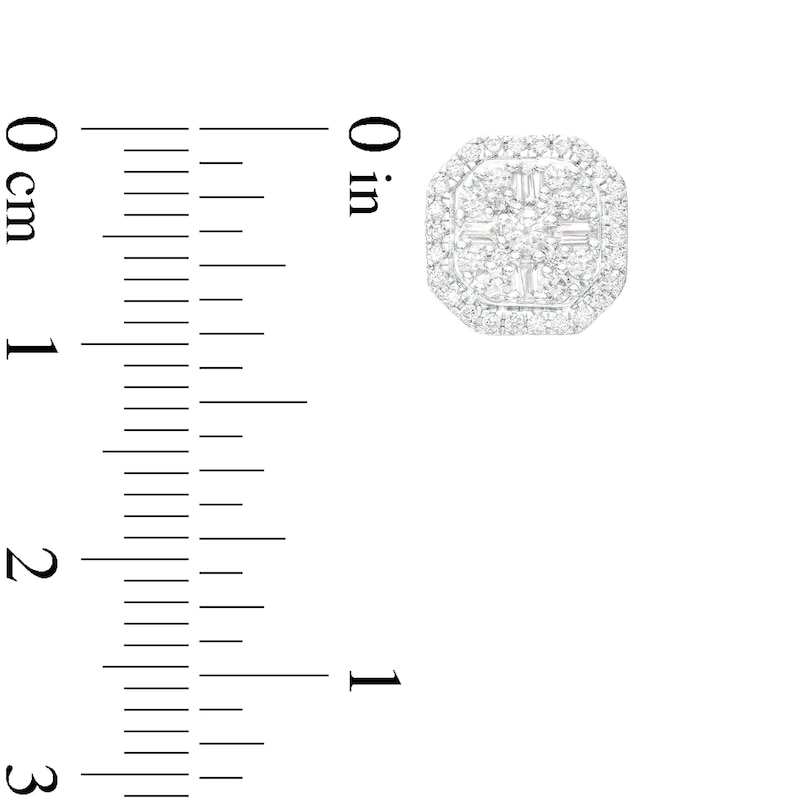 Main Image 3 of 5/8 CT. T.W. Multi-Diamond Octagonal Frame Stud Earrings in 10K White Gold