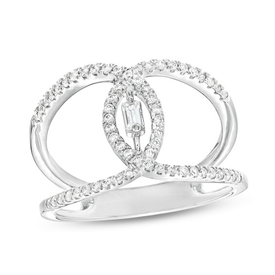1/3 CT. T.w. Diamond Open Shank Loop Ring in 10K White Gold
