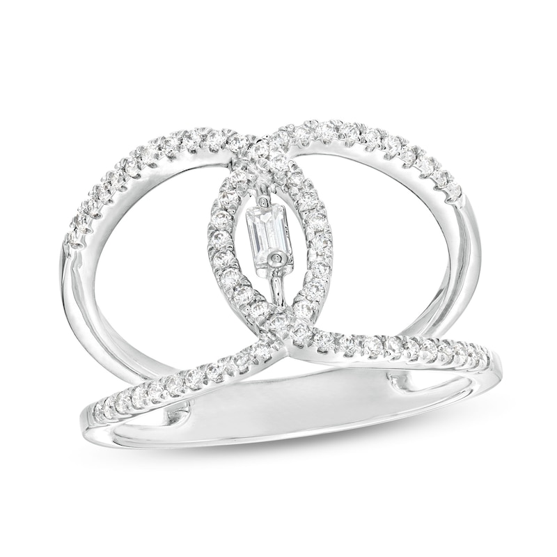 Main Image 1 of 1/3 CT. T.W. Diamond Open Shank Loop Ring in 10K White Gold