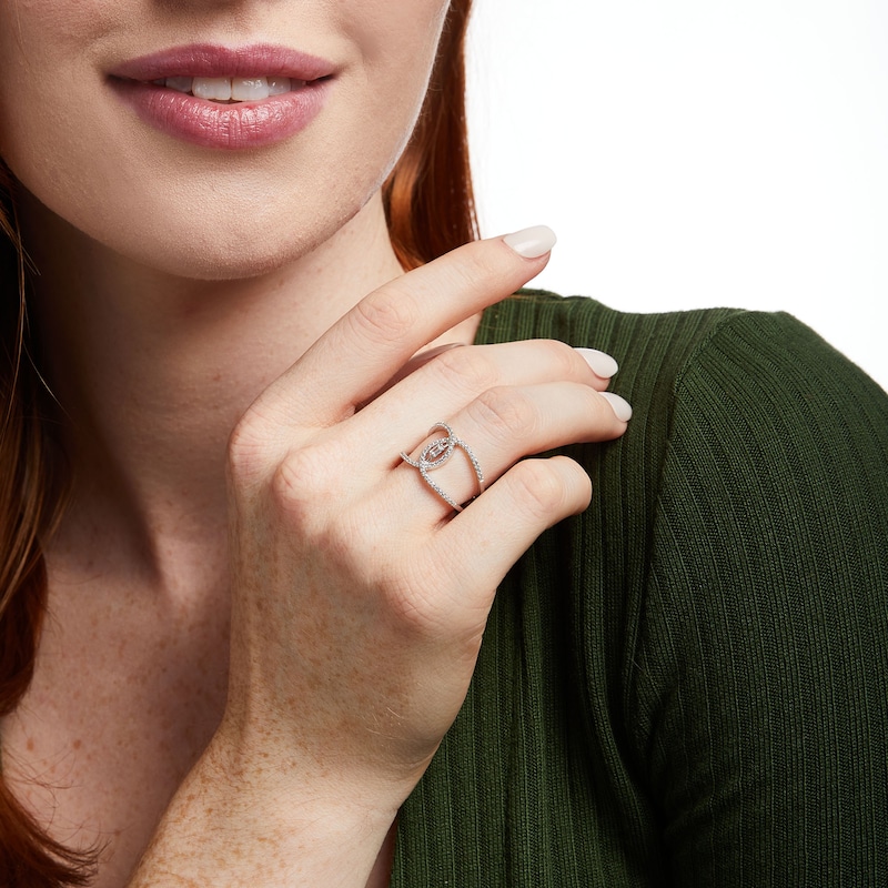 Main Image 2 of 1/3 CT. T.W. Diamond Open Shank Loop Ring in 10K White Gold