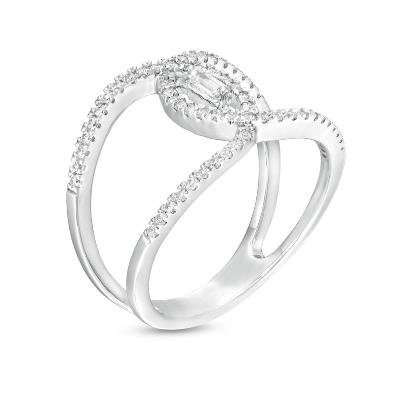 Main Image 3 of 1/3 CT. T.W. Diamond Open Shank Loop Ring in 10K White Gold