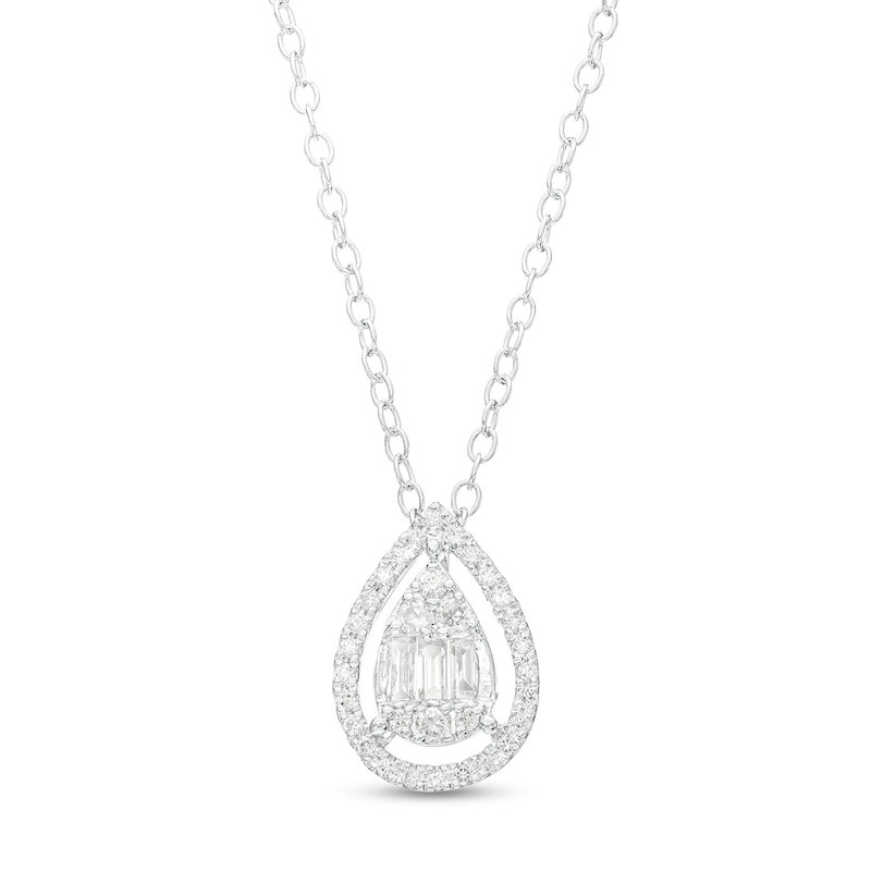 Main Image 1 of 1/4 CT. T.W. Pear-Shaped Multi-Diamond Open Frame Pendant in 10K White Gold