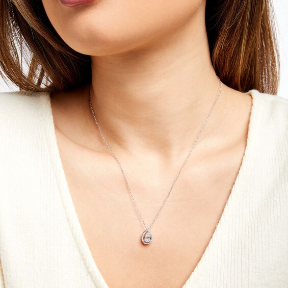 1/4 CT. T.w. Pear-Shaped Multi-Diamond Open Frame Pendant in 10K White Gold