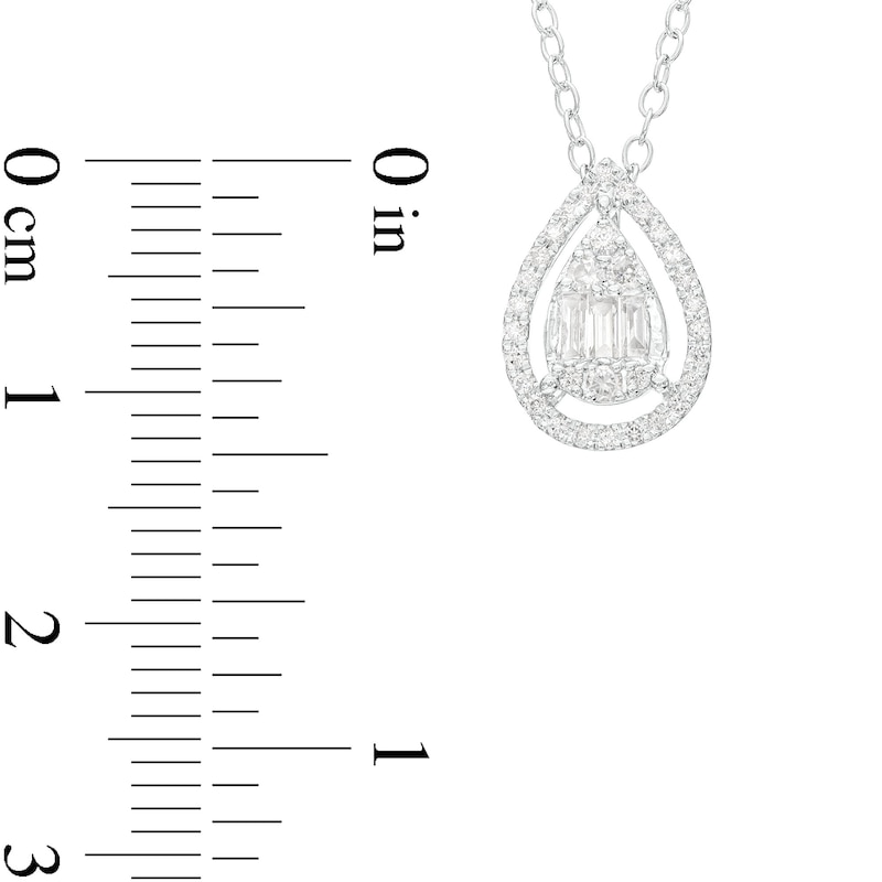 Main Image 3 of 1/4 CT. T.W. Pear-Shaped Multi-Diamond Open Frame Pendant in 10K White Gold