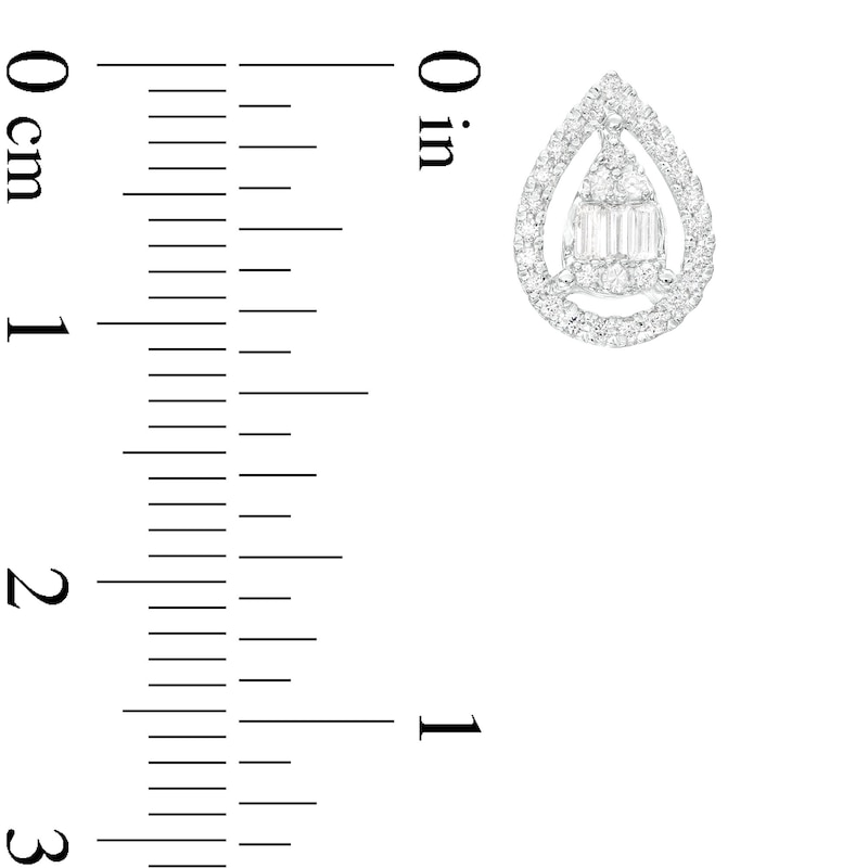 Main Image 3 of 3/8 CT. T.W. Pear-Shaped Multi-Diamond Open Frame Stud Earrings in 10K White Gold
