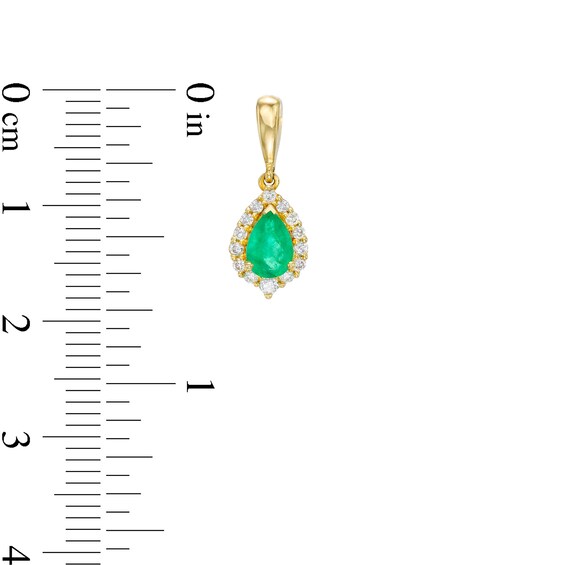 Pear-Shaped Emerald and 1/4 CT. T.w. Diamond Frame Drop Earrings in 10K Gold