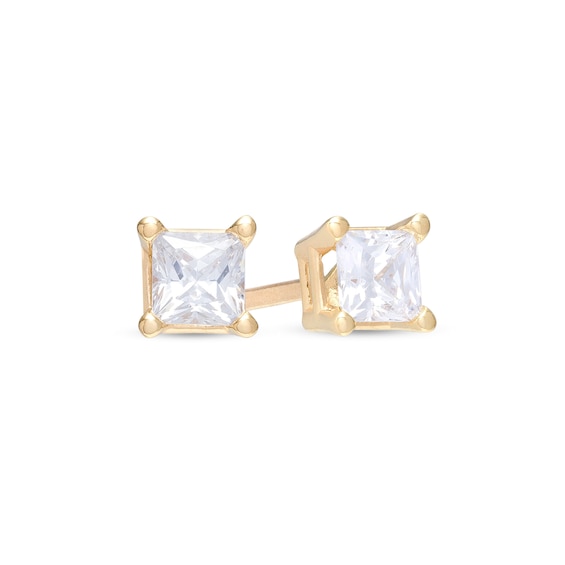 1/3 CT. T.w. Certified Princess-Cut Lab-Created Diamond Solitaire Stud Earrings in 10K Gold (I/Si2)