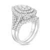 Thumbnail Image 3 of 2 CT. T.W. Pear-Shaped Multi-Diamond Double Frame Split Shank Bridal Set in 14K White Gold