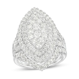 2 CT. T.W. Marquise Multi-Diamond Double Frame Split Shank Bridal Set in 14K White Gold