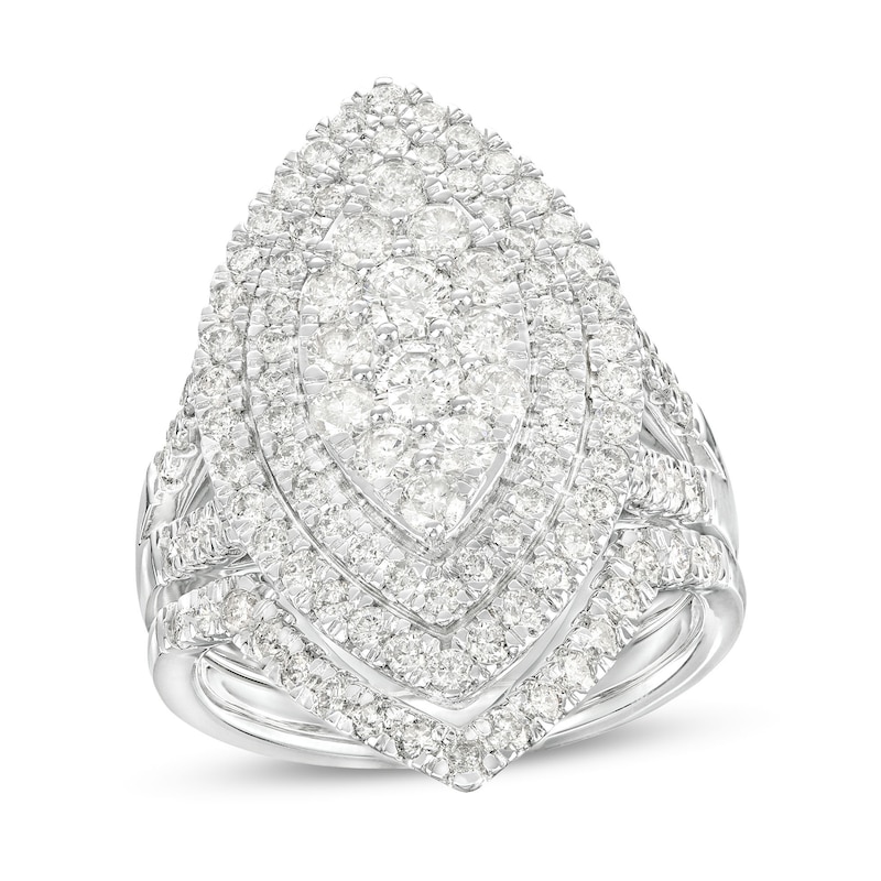 Main Image 1 of 2 CT. T.W. Marquise Multi-Diamond Double Frame Split Shank Bridal Set in 14K White Gold