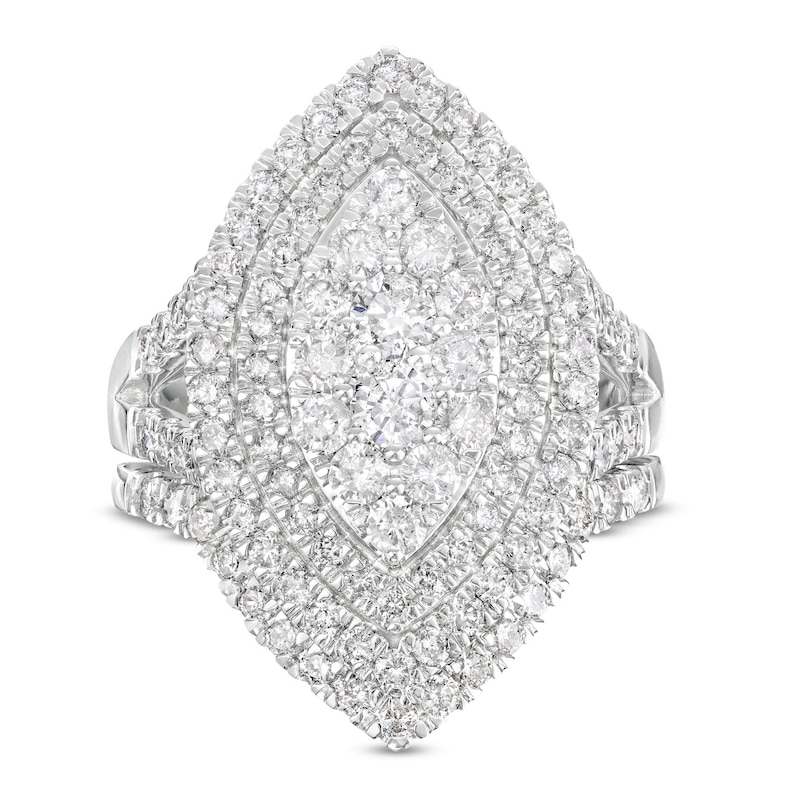 Main Image 4 of 2 CT. T.W. Marquise Multi-Diamond Double Frame Split Shank Bridal Set in 14K White Gold