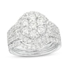 Thumbnail Image 1 of 2-1/4 CT. T.W. Multi-Diamond Frame Multi-Row Split Shank Three Piece Bridal Set in 14K White Gold