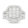 Thumbnail Image 4 of 2-1/4 CT. T.W. Cushion-Shaped Multi-Diamond Frame Split Shank Bridal Set in 14K White Gold