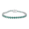 Thumbnail Image 1 of 4.0mm Heart-Shaped Lab-Created Emerald Tennis Bracelet in Sterling Silver - 7.5"