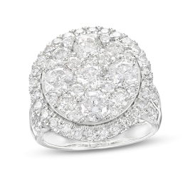4 CT. T.W. Multi-Diamond Frame Multi-Row Engagement Ring in 14K White Gold