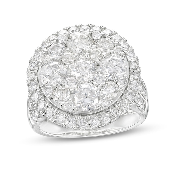 4 CT. T.w. Multi-Diamond Frame Multi-Row Engagement Ring in 14K White Gold