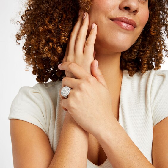 4 CT. T.w. Multi-Diamond Frame Multi-Row Engagement Ring in 14K Gold