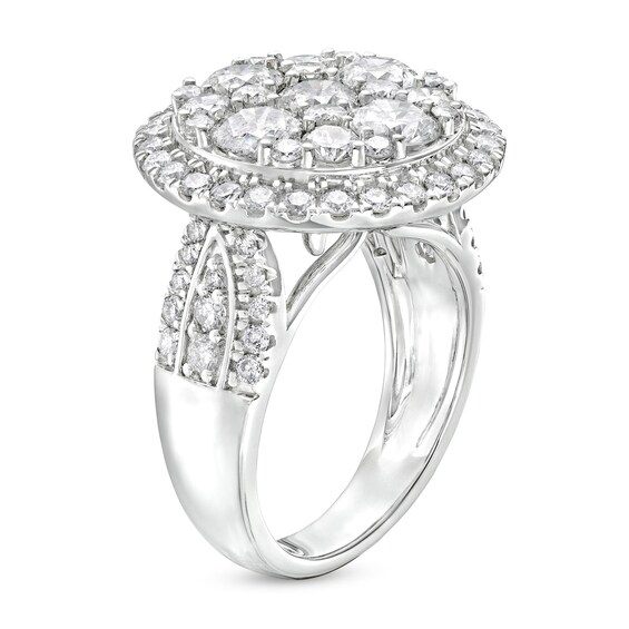 4 CT. T.w. Multi-Diamond Frame Multi-Row Engagement Ring in 14K Gold