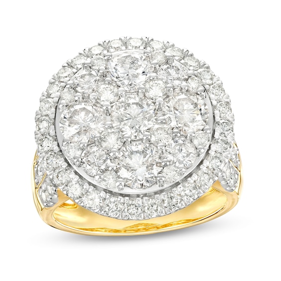 4 CT. T.w. Multi-Diamond Frame Multi-Row Engagement Ring in 14K Gold
