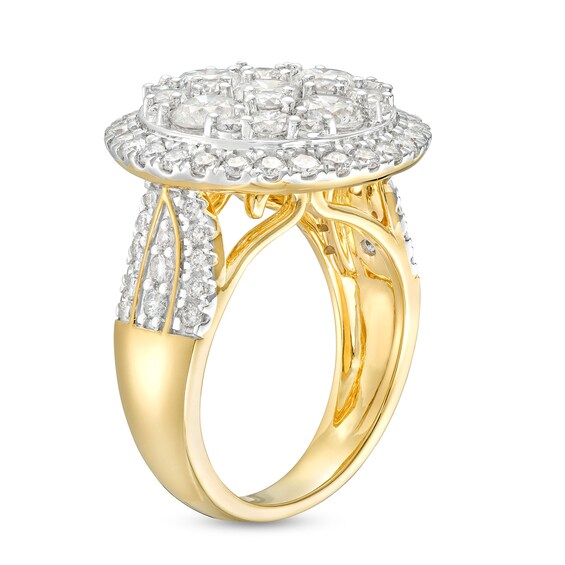 4 CT. T.w. Multi-Diamond Frame Multi-Row Engagement Ring in 14K Gold