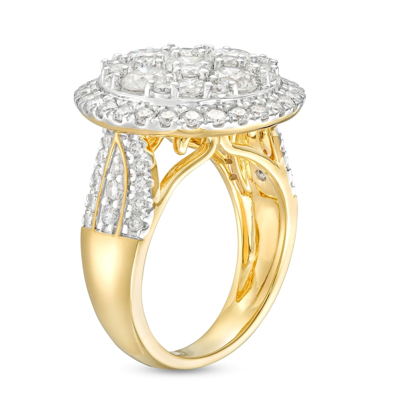 Main Image 3 of 4 CT. T.W. Multi-Diamond Frame Multi-Row Engagement Ring in 14K Gold