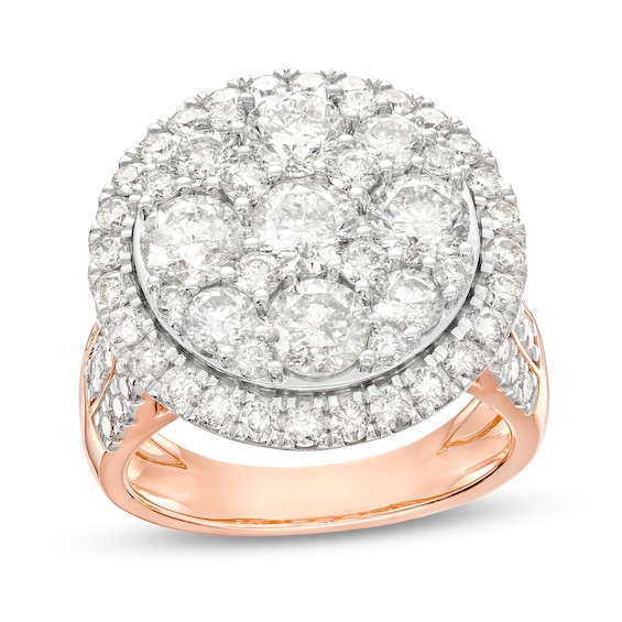 4 CT. T.w. Multi-Diamond Frame Multi-Row Engagement Ring in 14K Rose Gold