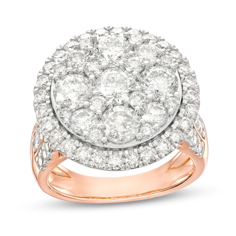 Main Image 1 of 4 CT. T.W. Multi-Diamond Frame Multi-Row Engagement Ring in 14K Rose Gold