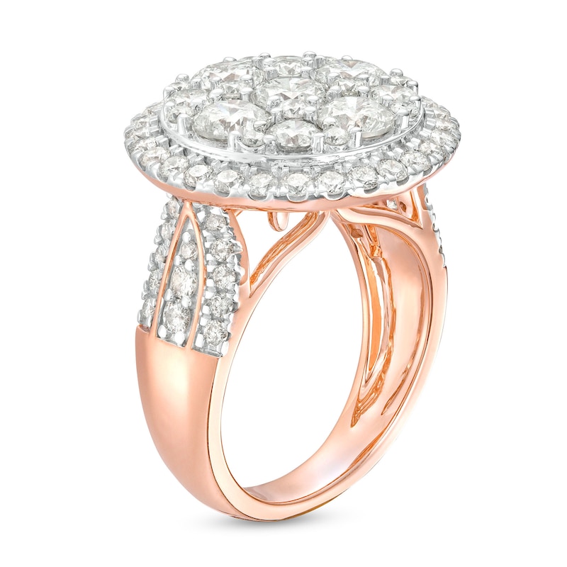Main Image 3 of 4 CT. T.W. Multi-Diamond Frame Multi-Row Engagement Ring in 14K Rose Gold