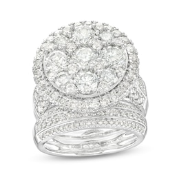 4-1/2 CT. T.W. Multi-Diamond Frame Multi-Row Bridal Set in 14K White Gold