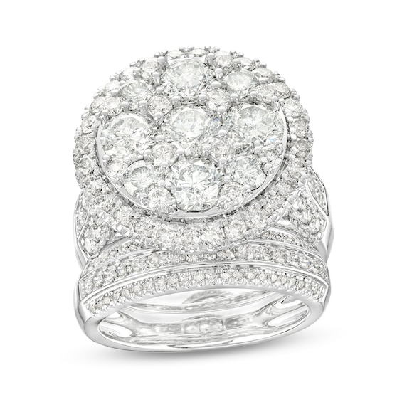 4-1/2 CT. T.w. Multi-Diamond Frame Multi-Row Bridal Set in 14K White Gold