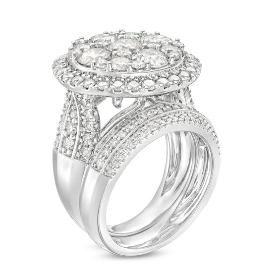 4-1/2 CT. T.w. Multi-Diamond Frame Multi-Row Bridal Set in 14K White Gold