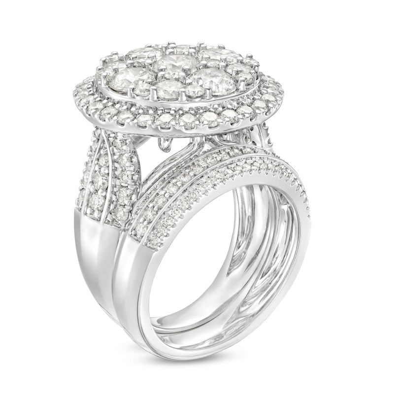 Main Image 3 of 4-1/2 CT. T.W. Multi-Diamond Frame Multi-Row Bridal Set in 14K White Gold