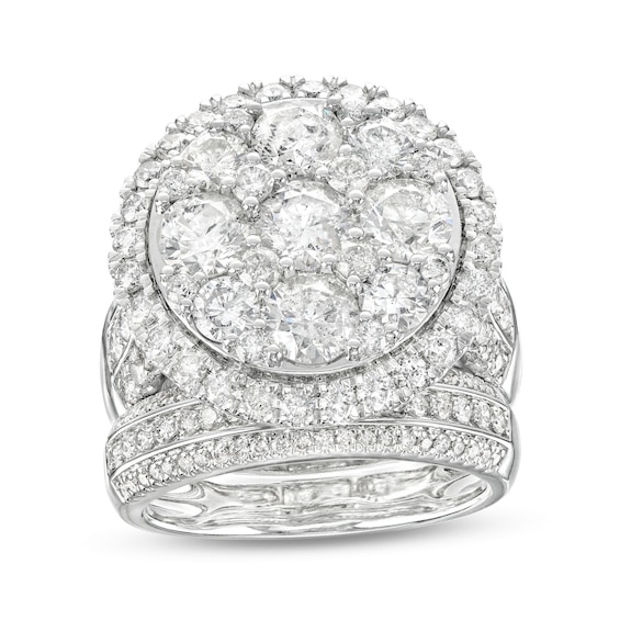 4-1/2 CT. T.w. Multi-Diamond Frame Multi-Row Bridal Set in 10K White Gold