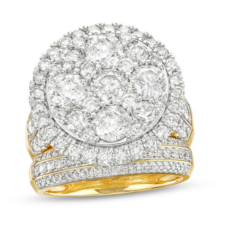 Main Image 1 of 4-1/2 CT. T.W. Multi-Diamond Frame Multi-Row Bridal Set in 10K Gold