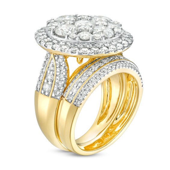 4-1/2 CT. T.w. Multi-Diamond Frame Multi-Row Bridal Set in 10K Gold