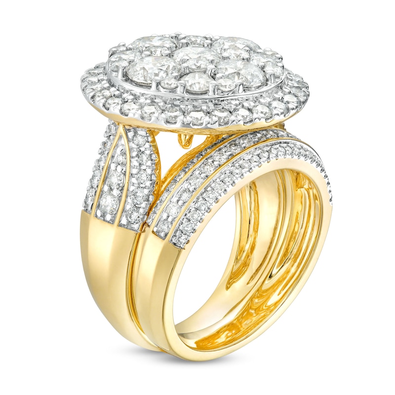 Main Image 3 of 4-1/2 CT. T.W. Multi-Diamond Frame Multi-Row Bridal Set in 10K Gold