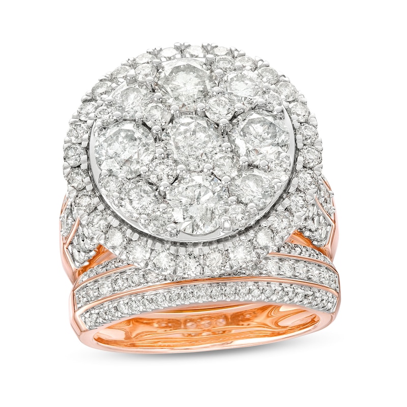 Main Image 1 of 4-1/2 CT. T.W. Multi-Diamond Frame Multi-Row Bridal Set in 10K Rose Gold